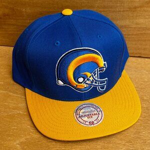 MITCHELL & NESS NFL LOS ANGELES RAMS HELMET LOGO PRO CROWN SNAPBACK HAT NEW